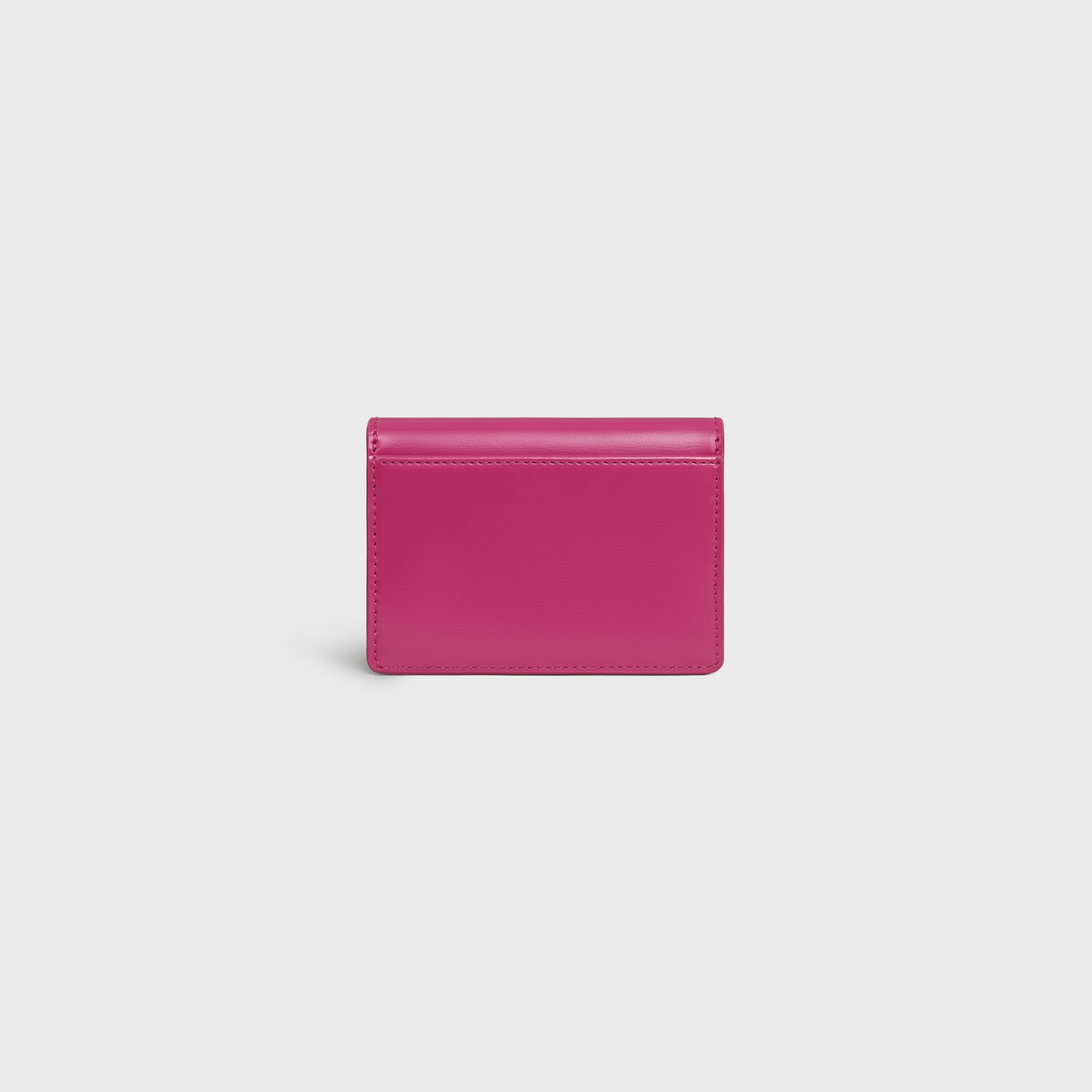 CARD HOLDER WITH FLAP TRIOMPHE IN SHINY CALFSKIN FUCHSIA - Image 3
